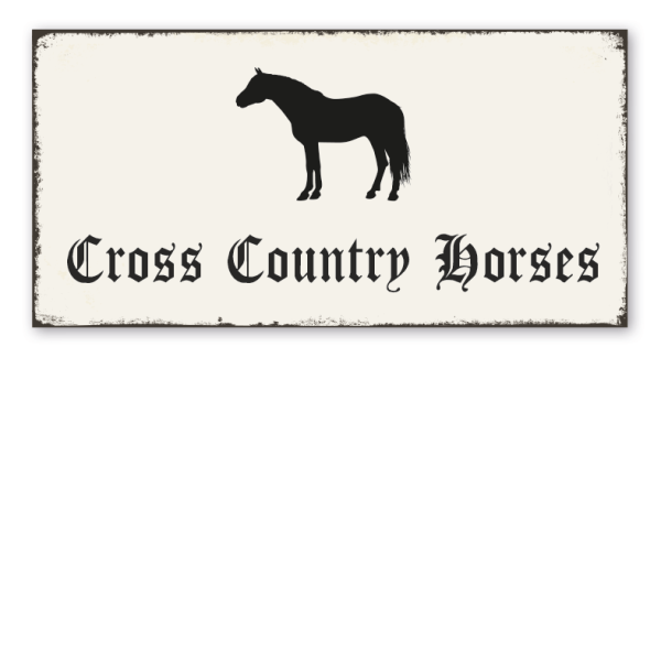 Retro Schild Cross Country Horses