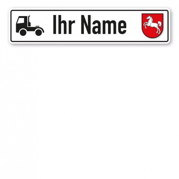 Truck / LKW - Schild mit Wunschtext und Bundeslandwappen - Niedersachsen