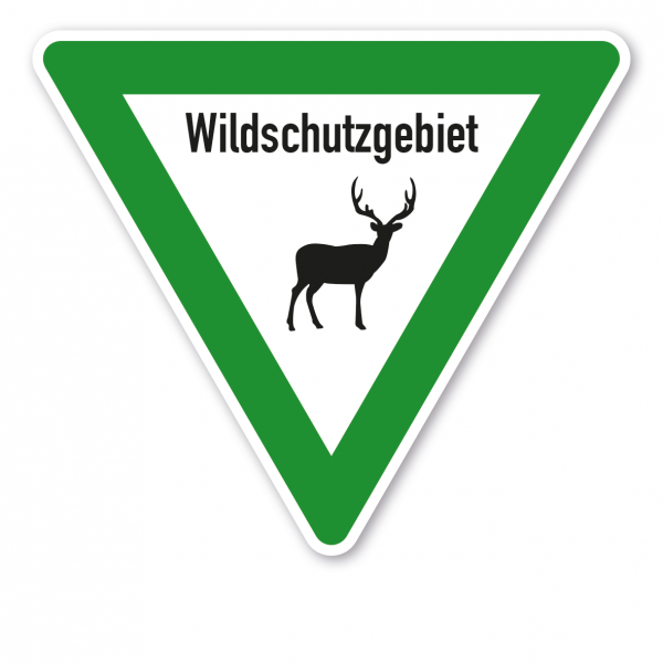Verkehrsschild Wildschutzgebiet - Hirsch mit Text – VZ-PR-27