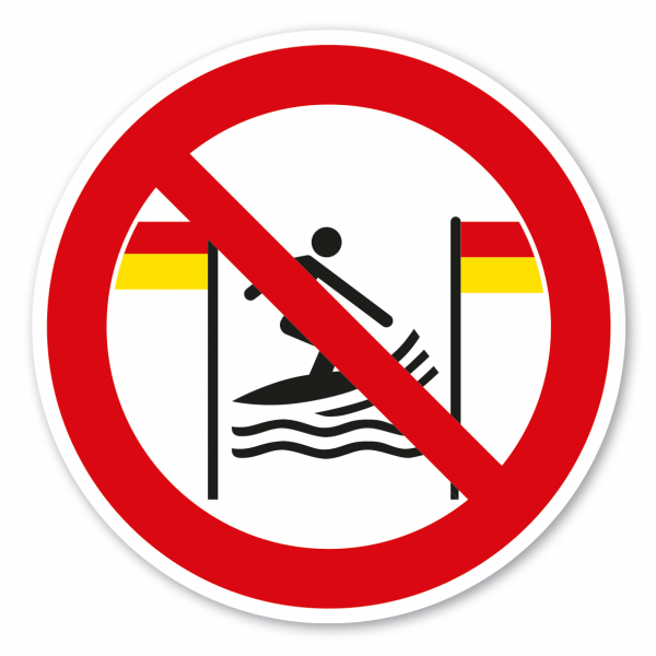 Verbotszeichen Surfen zwischen den rot-gelben Flaggen verboten – ISO 20712-1 - WSP017