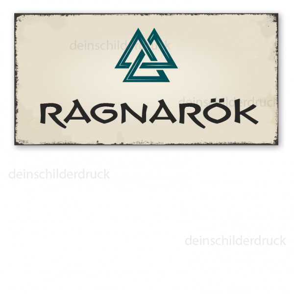 Retro Walhalla-Schild Ragnarök - mit Valknut-Symbol