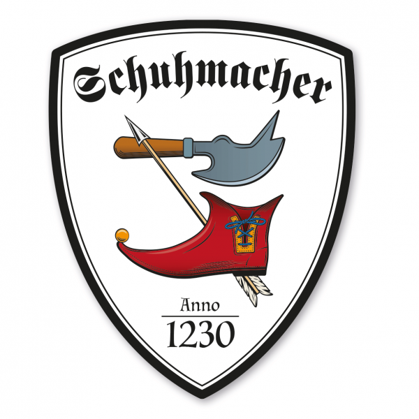 Maibaumschild / Zunftwappen Schuhmacher - mit Pfeil - mit Zunftnamen, Gründungsjahr oder Ihrem Wunschtext - Wappen W