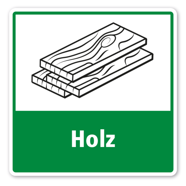 Schild zur Abfalltrennung - Holz