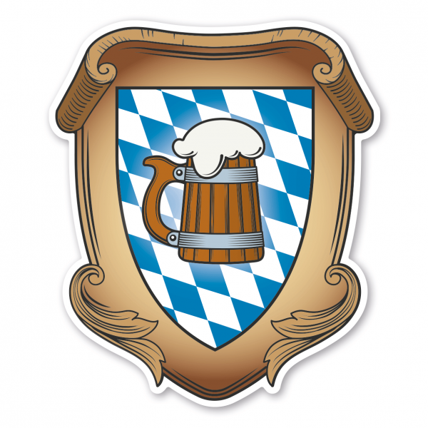 Maibaumschild / Zunftwappen mit bayerischem Rautenmuster und Bierkrug - Wappen A