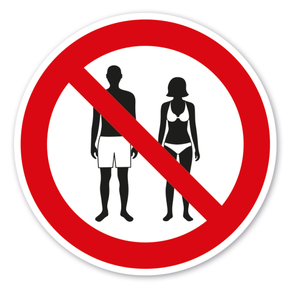 Verbotszeichen Eintritt in Badebekleidung verboten