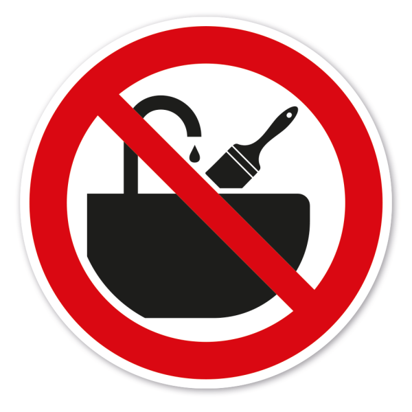 Verbotszeichen Pinsel im Waschbecken reinigen verboten