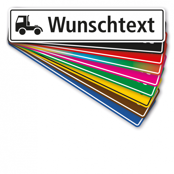 Truck / LKW - Schild in 9 Farben mit Wunschtext und LKW-Symbol