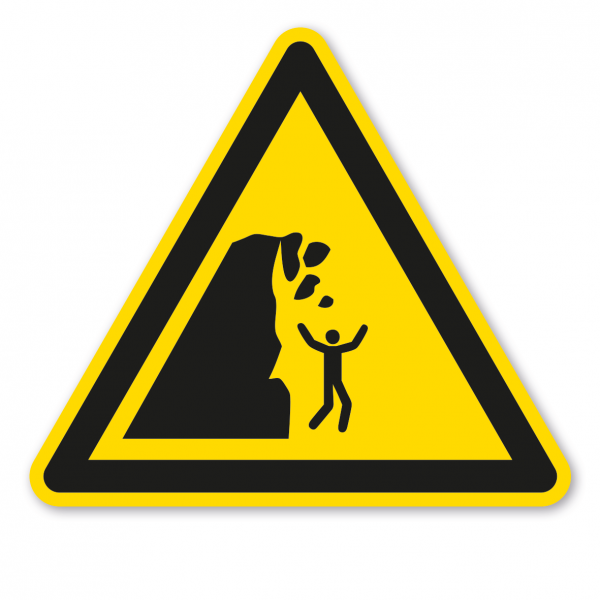 Warnzeichen Warnung vor Steinschlag von instabiler Klippe – ISO 20712-1 - WSW011
