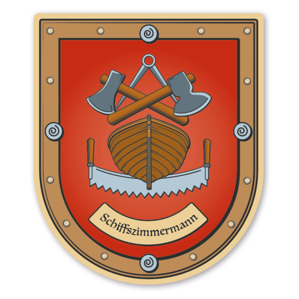 Maibaumschild / Zunftwappen Schiffszimmermann - mit Zunftnamen oder Ihrem Wunschtext - Wappen B