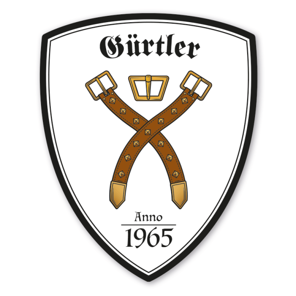 Zunftwappen Gürtler - Gürtelhersteller mit Zunftnamen, Gründungsjahr oder Ihrem Wunschtext - Maibaumschild - Wappen W