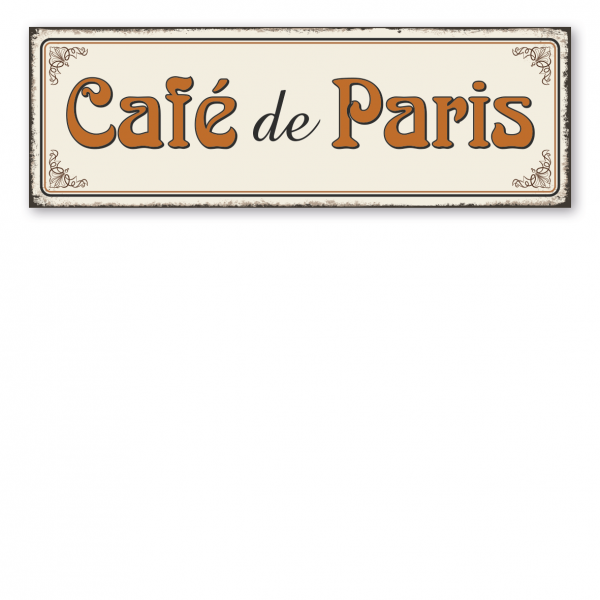 Retroschild / Vintage-Schild Café de Paris - Frankreich