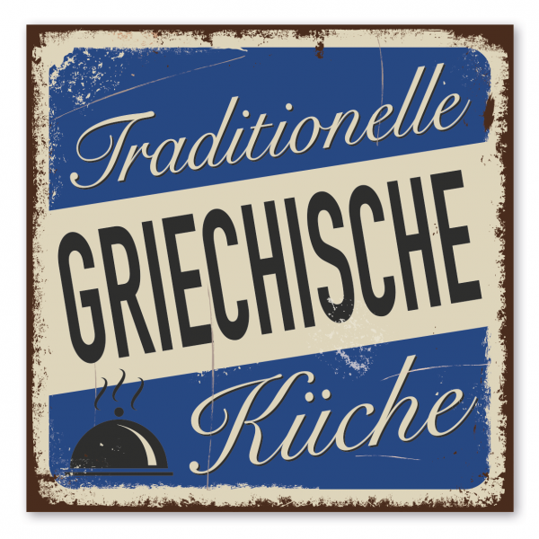 Retroschild / Vintage-Gastronomieschild Traditionelle griechische Küche