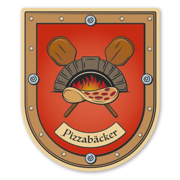 Maibaumschild / Zunftwappen Pizzabäcker - mit Zunftnamen oder Ihrem Wunschtext - Wappen B