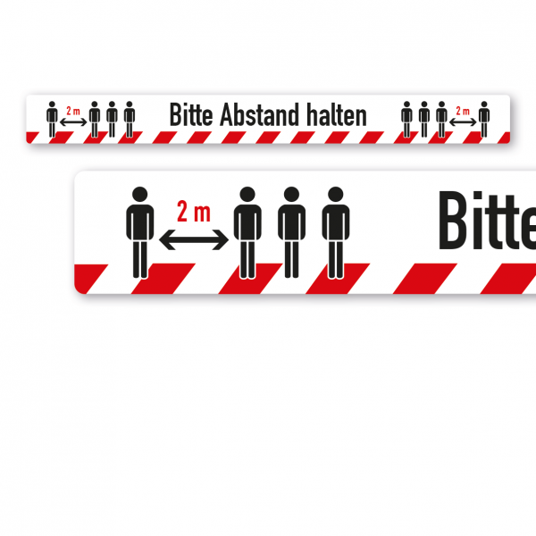 Hygienehinweis als Bodenkleber Bitte 2 m Abstand halten - mit Warnbalken - rutschfest