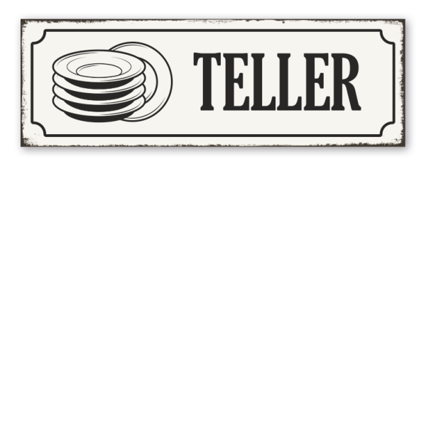 Retro Schild Teller - mit Abbildung