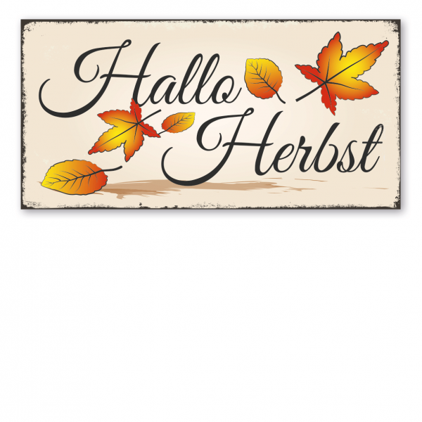 Retro Schild Hallo Herbst