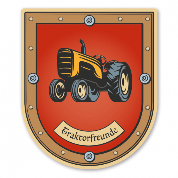 Maibaumschild / Zunftwappen Traktorfreunde mit Namen oder Ihrem Wunschtext - Wappen B
