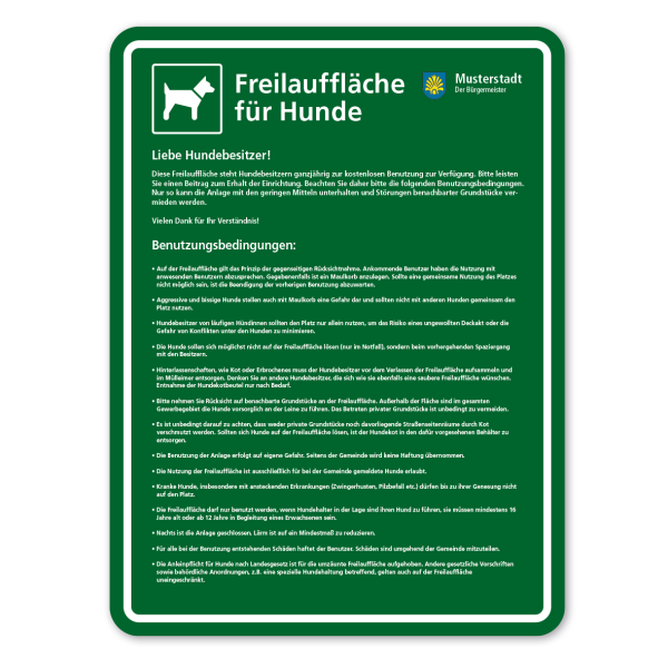 Hundeschild - Freilauffläche für Hunde – Schilderserie SP-03