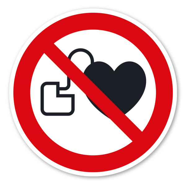 Verbotsschild Verbot für Personen mit Herzschrittmachern o. implantierten Defibrillatoren – ISO 7010 - P007