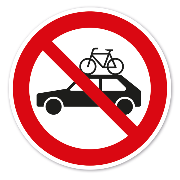 Verbotszeichen Durchfahrt mit Fahrrad auf Dachfahrradträgern verboten