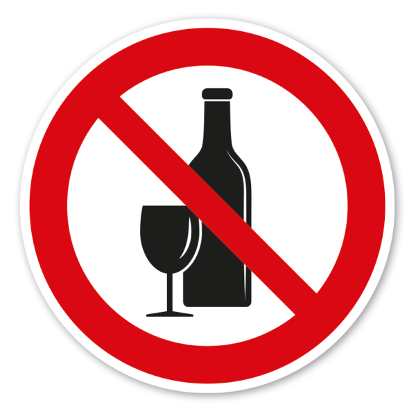 Verbotszeichen Alkohol trinken verboten - Weinflasche