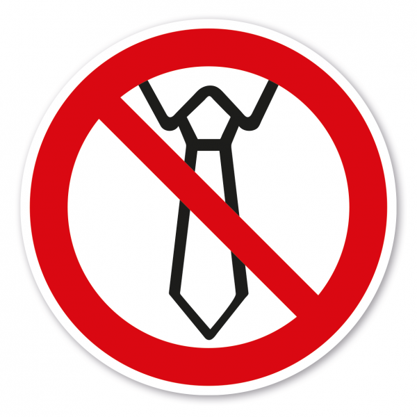 Verbotszeichen Bedienung mit Krawatte ist verboten