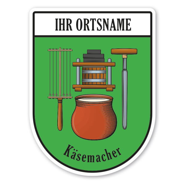 Maibaumschild / Zunftwappen Käsemacher mit Zunftnamen, Ortsnamen oder Ihrem Wunschtext - Wappen BL