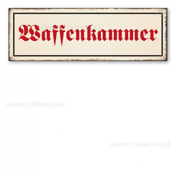 Retro Schild / Vintage-Schild Waffenkammer - Raumbeschilderung