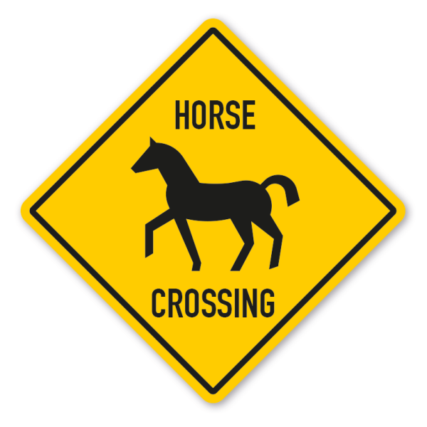 Warnschild Horse crossing - mit und ohne Text