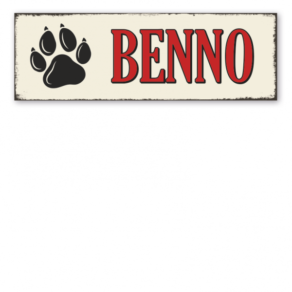 Retro Namensschild für Hundehütten mit Ihrem Wunschnamen – Hundeschild