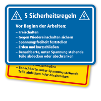 Hinweisschild 5 Sicherheitsregeln Hinweisschild 5 Sicherheitsregeln