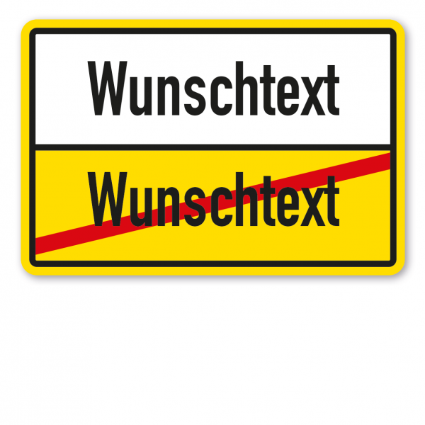 Ortsschild mit Wunschtext – weißes Feld oben