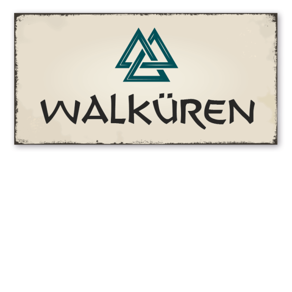 Retro Walhalla-Schild Walküren - mit Valknut-Symbol