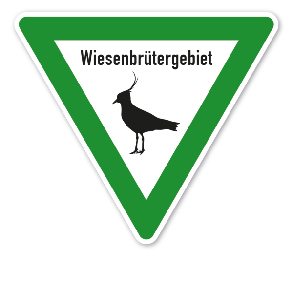Verkehrsschild Waldschutzgebiet - Wiesenbrütergebiet - Kiebitz mit Text – VZ-PR-269