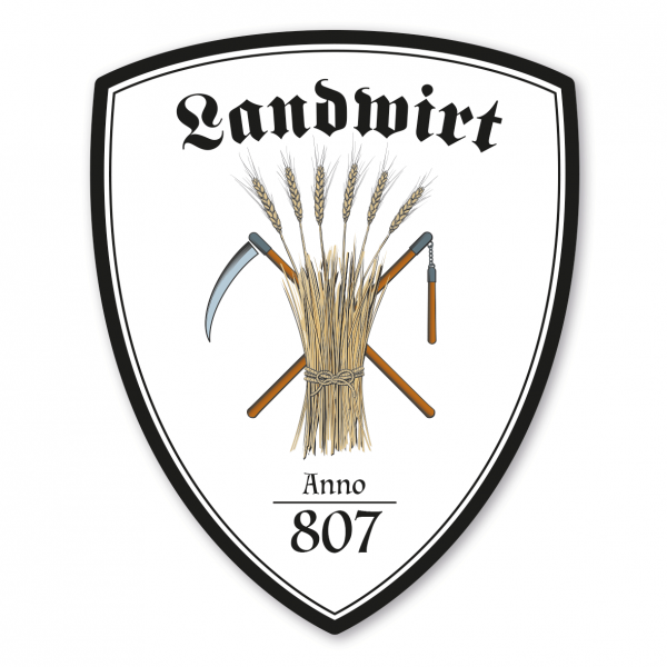 Maibaumschild / Zunftwappen Landwirt - Bauer mit Zunftnamen, Gründungsjahr oder Ihrem Wunschtext - Wappen W