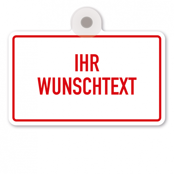 Saugnapfschild mit Ihrem Wunschtext - für Glastüren und andere glatte Flächen – 200 x 150 mm