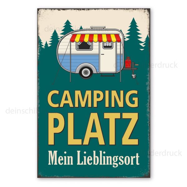 Retro Schild Campingplatz - Mein Lieblingsort