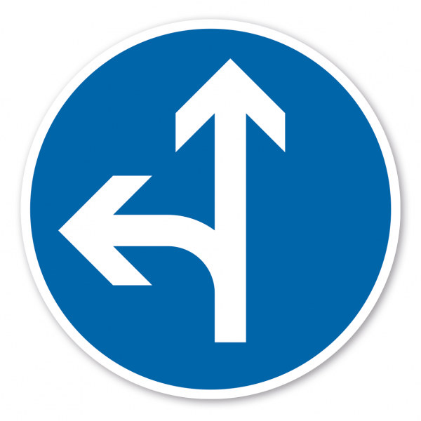 Verkehrsschild Vorgeschriebene Fahrtrichtung geradeaus und links – VZ 214-10