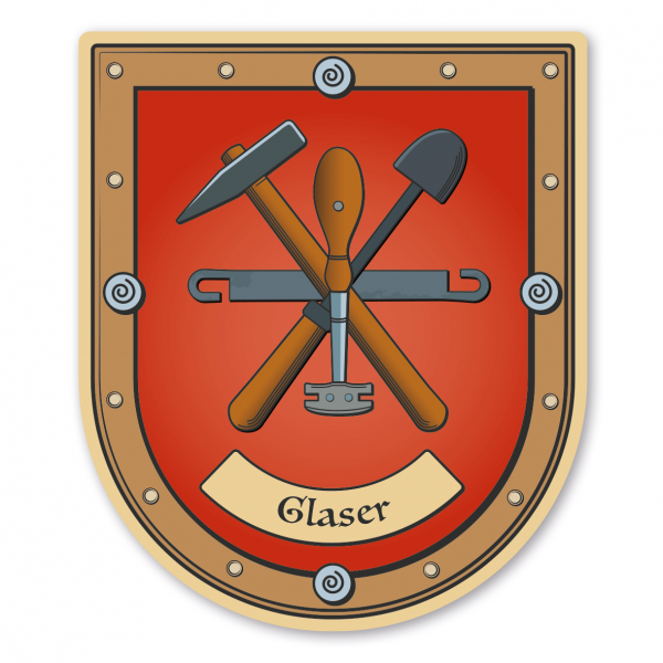 Maibaumschild / Zunftwappen Glaser mit Zunftnamen oder Ihrem Wunschtext - Wappen B