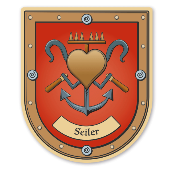 Maibaumschild / Zunftwappen Seiler - Reepschläger - mit Zunftnamen oder Ihrem Wunschtext - Wappen B