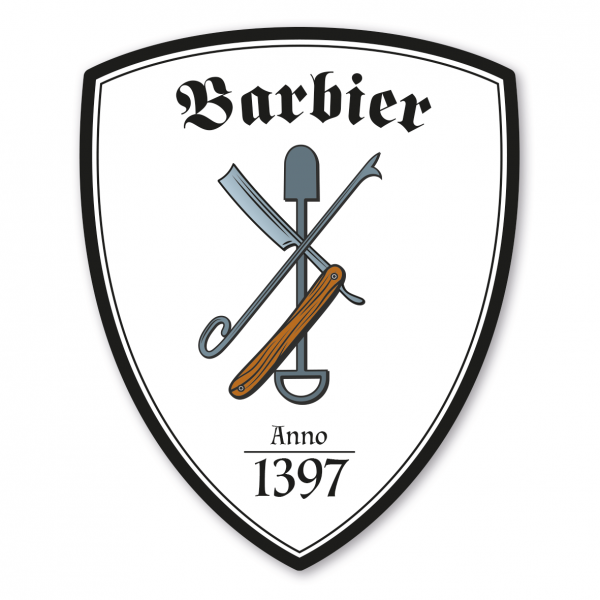 Maibaumschild / Zunftwappen Barbier mit Zunftnamen, Gründungsjahr oder Ihrem Wunschtext - Wappen W