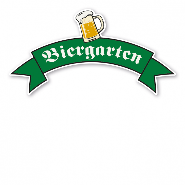 Maibaumschild als Banner - Biergarten mit Bierkrug - in 4 Farbvarianten
