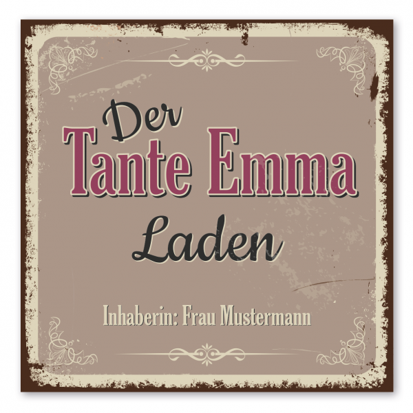 Retroschild / Vintage-Schild Der Tante Emma Laden