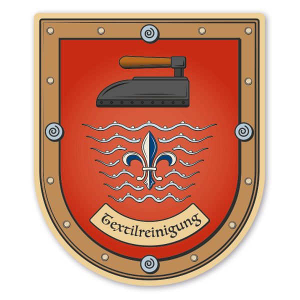 Maibaumschild / Zunftwappen Wäscher - Plätter - Textilreinigung - mit Zunftnamen oder Ihrem Wunschtext - Wappen B