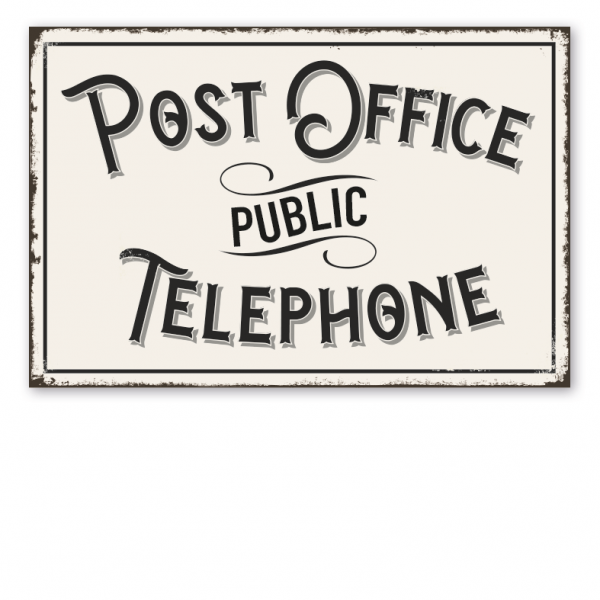 Retro Farmhouse Schild Post Office - Public Telephone