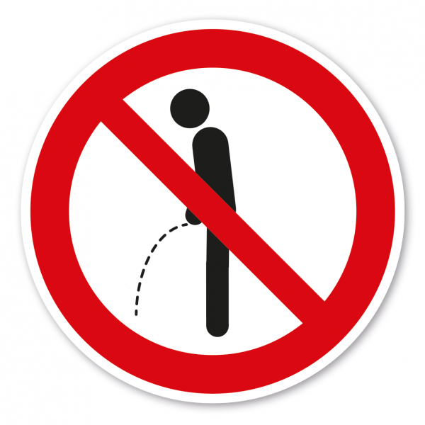 Lustiges Verbotszeichen Das Urinieren (Pinkeln, Pissen) im Stehen ist hier verboten