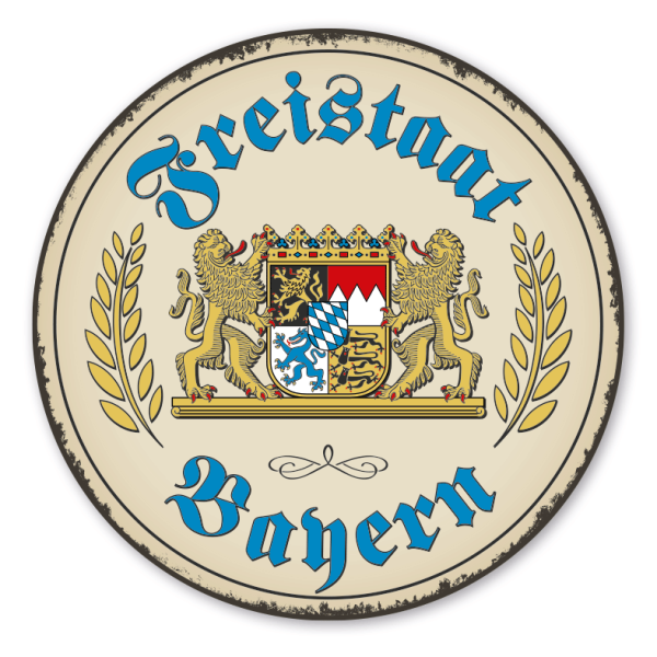 Maibaumschild / Festschild Freistaat Bayern - Rundes Wappen - Retro