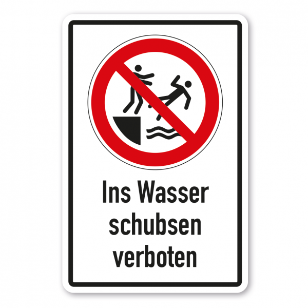 Verbotsschild Ins Wasser schubsen verboten - Kombi – ISO 20712-1-WSP-015-K