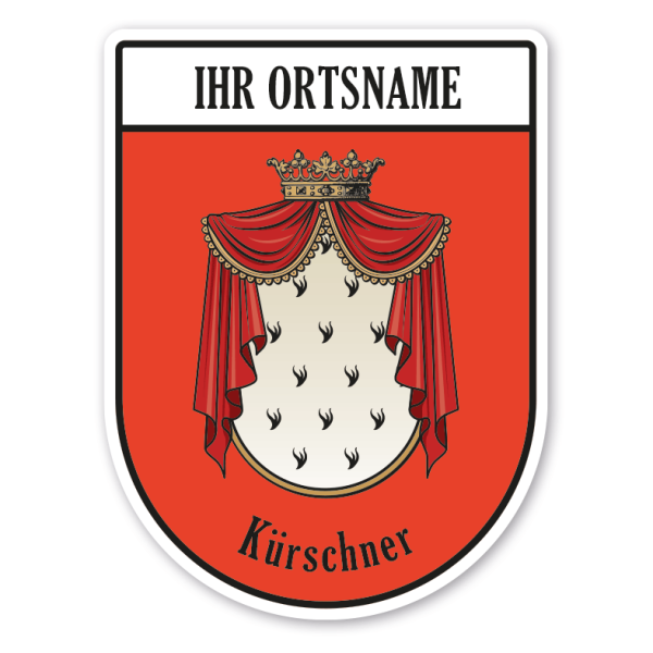 Maibaumschild / Zunftwappen Kürschner mit Zunftnamen, Ortsnamen oder Ihrem Wunschtext - Wappen BL