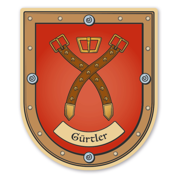 Maibaumschild / Zunftwappen Gürtler - Gürtelhersteller - mit Zunftnamen oder Ihrem Wunschtext - Wappen B